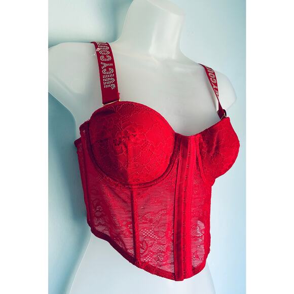 Juicy Couture Corset 36B Red Sexy Lace - Picture 2 of 10